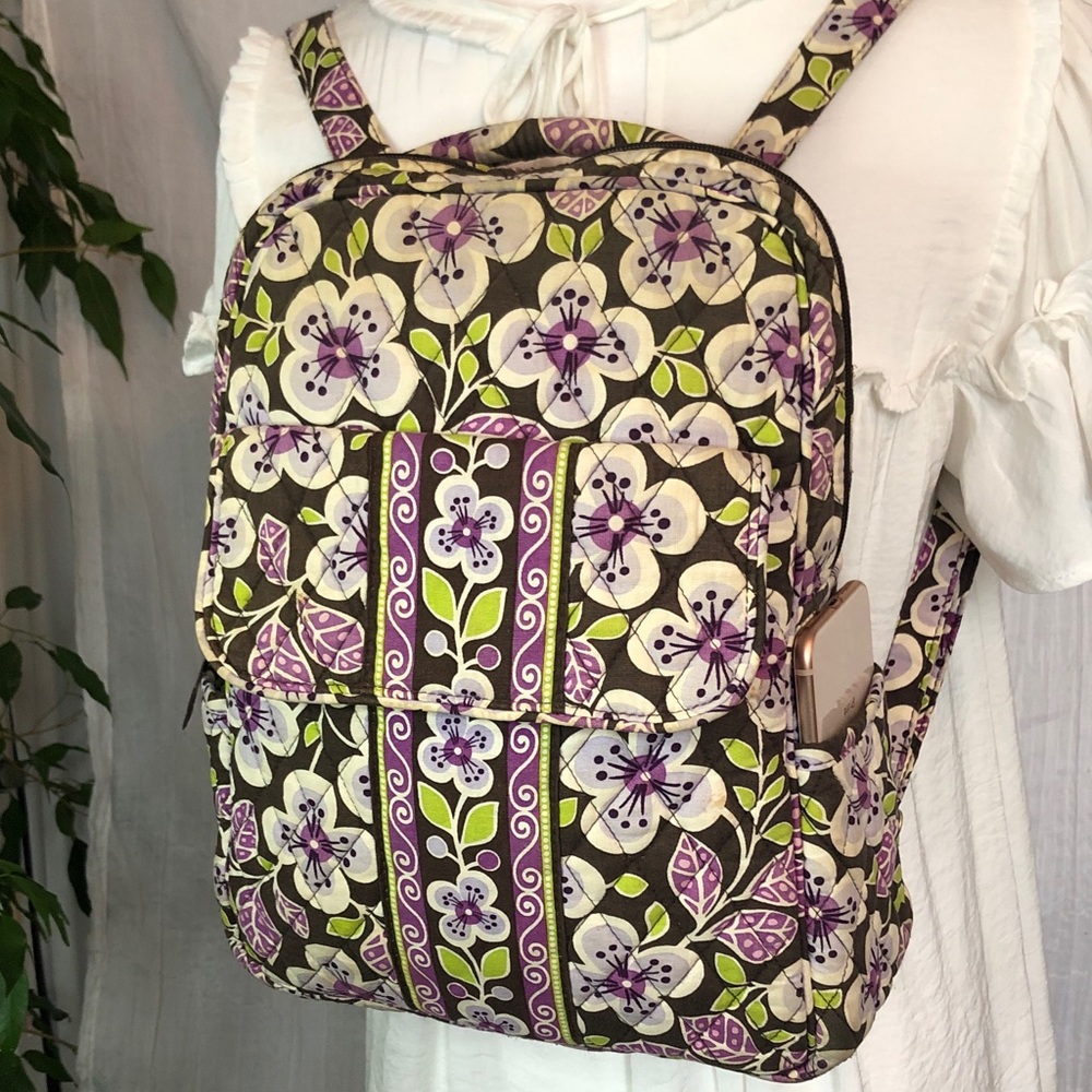 VERA BRADLEY Plum Petals medium backpack travel bag tote